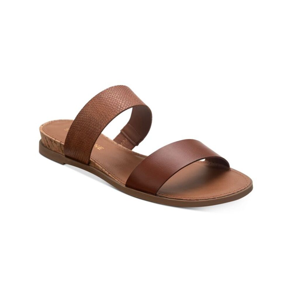 SUN STONE Womens Brown Easten Round Toe Wedge Slip On Slide Sandals 12 M